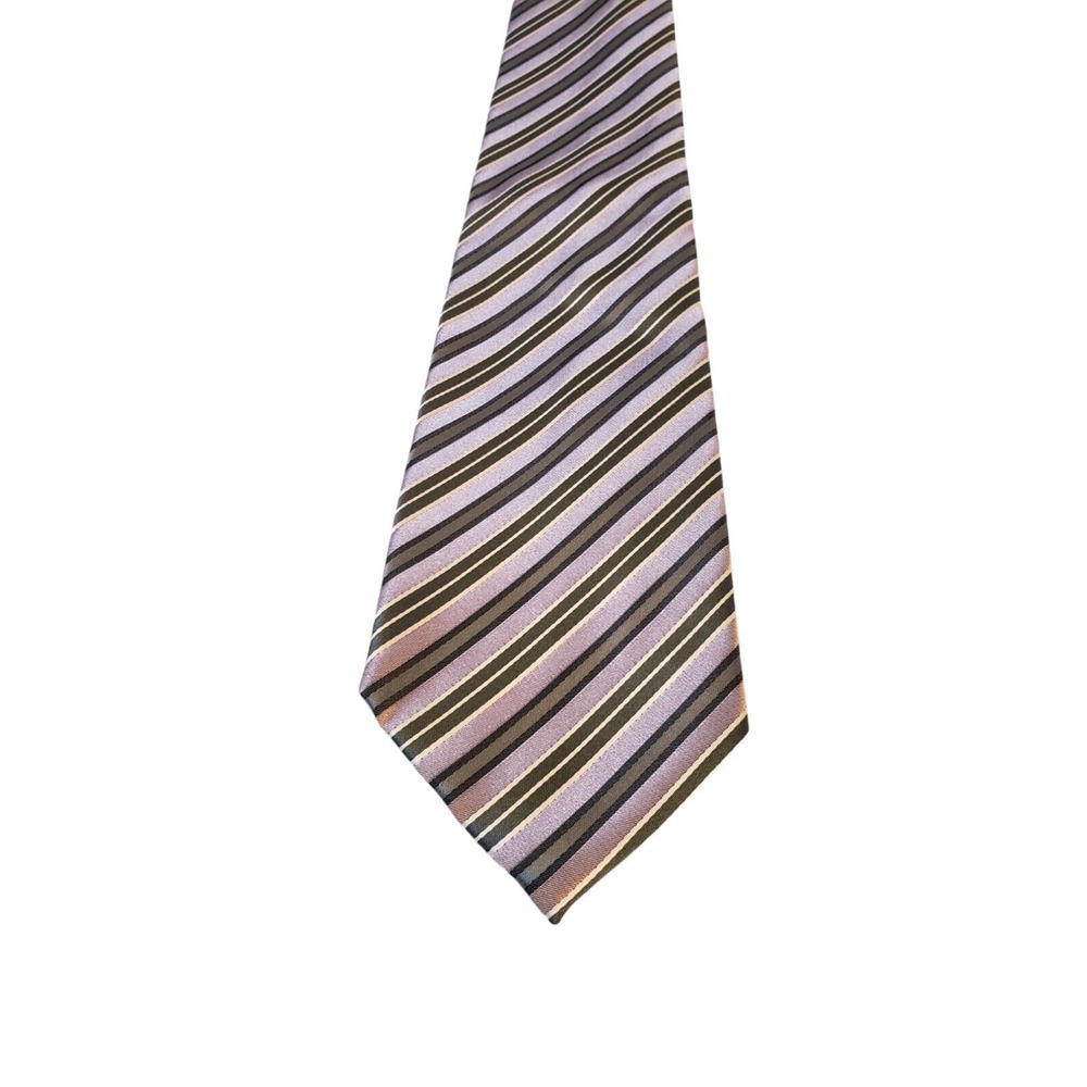 Andrea Garavani‎ Neck Tie Mens Pink Blue Green Stripe 100% Handmade Micro Fiber